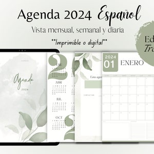 Agenda 2024 en español, Planificador diario, Planificador imprimible 2024, Agenda imprimible 2024, Agenda Española 2024, Planificador Diario/Semanal