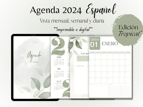 Agenda 2024 En Español, Planificador Diario, Printable Planner 2024, Agenda  Imprimible 2024, Spanish Agenda 2024, Daily/weekly Planner 