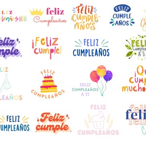 Feliz Cumpleaños, Feliz cumpleaños, Arte digital español, SVG, PNG, JPG,  pdf Impresión de camisa, Decoración de pared, Tarjeta de felicitación  Sublimación, Imprimible -  España