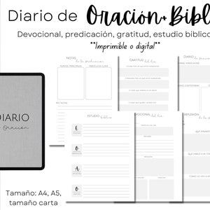 Daily Devotional, Diario biblia imprimible, Diario de gratitud, Diario de oración, Spaans gebedsdagboek, Estudio biblico, Bijbelstudie