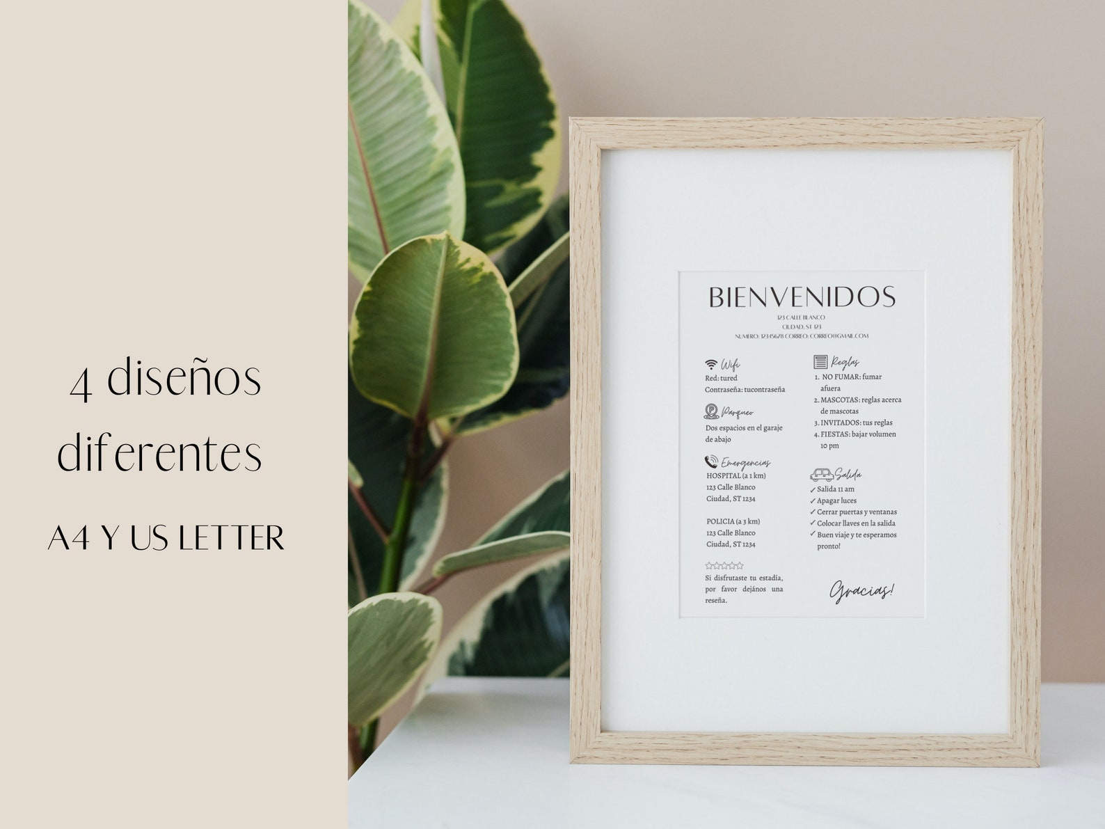 Spanish Airbnb Sign Template, Airbnb Bundle, Vacation Rental