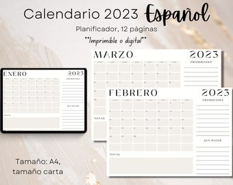 Spanish Monthly Planner 2023: Printable Agenda (PDF)