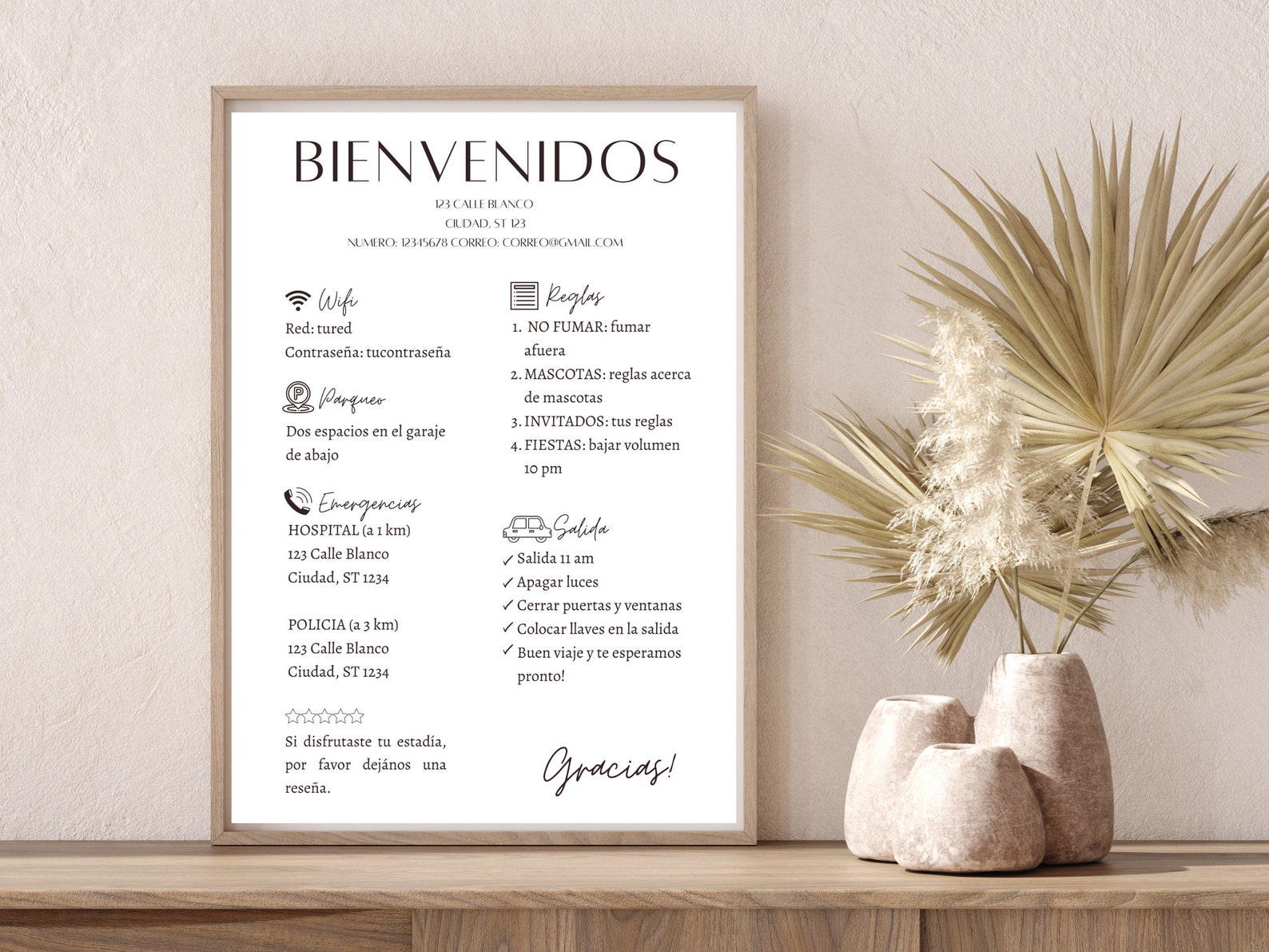 Spanish Airbnb Sign Template, Airbnb Bundle, Vacation Rental Printable, Things to Know
