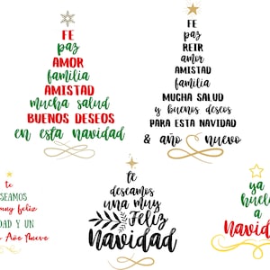 Frases navideñas, lot Feliz Navidad SVG, svg Arbol de Navidad, lot de svg de Noël, dictons Svg de Noël, svg de Noël espagnol