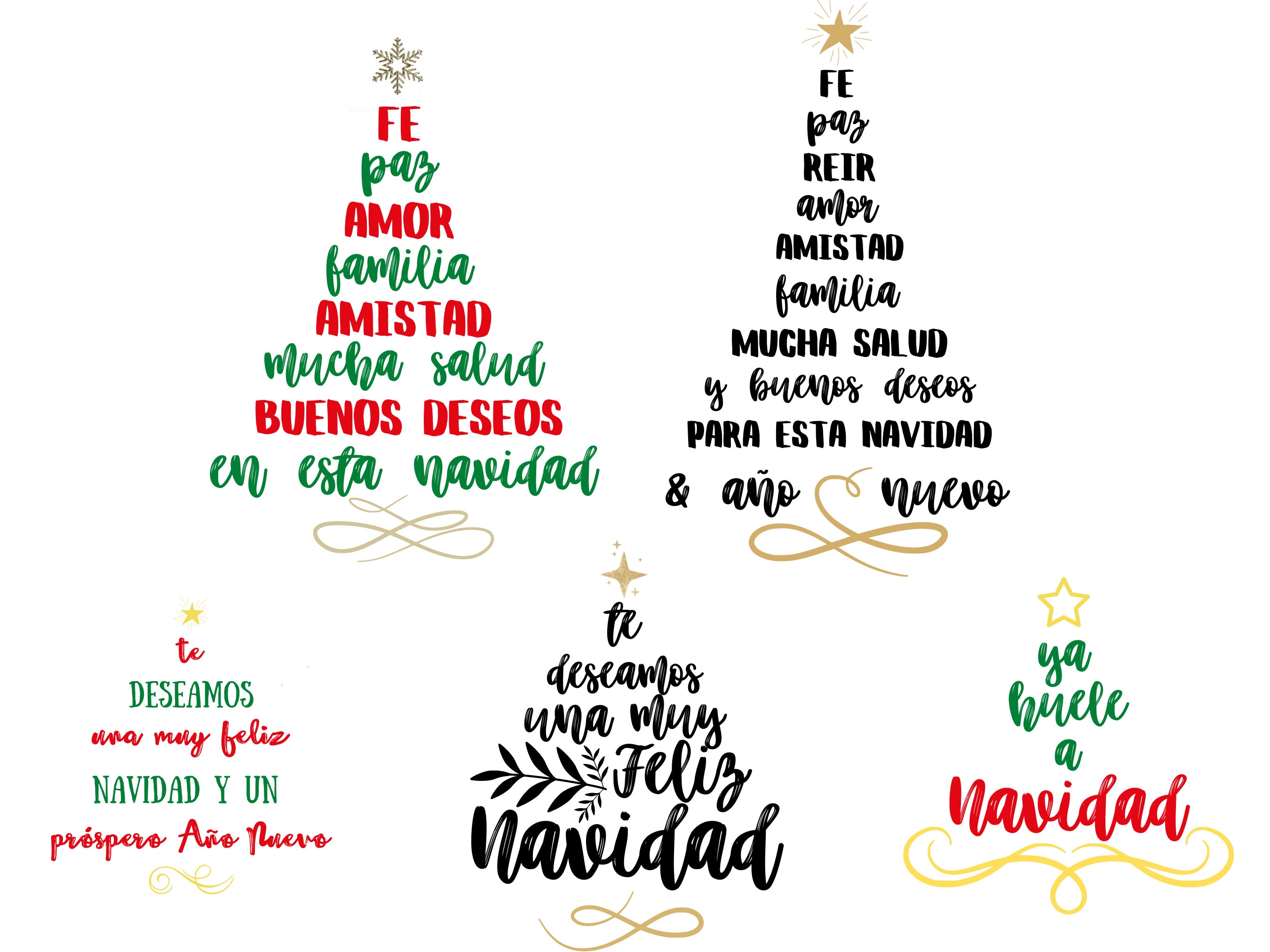 Frases Navideñas, Feliz Navidad SVG Bundle, Arbol De Navidad Svg