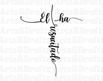 Él ha resucitado, He is Risen svg, Christian Easter svg, Resurrection svg, Matthew 28:6, Easter cross svg, Versículo bíblico svg, Cruz svg