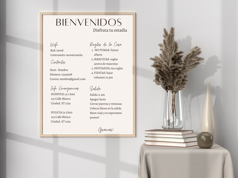 Spanish Airbnb Sign Template, Airbnb Bundle, Vacation Rental