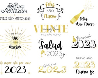 Feliz año nuevo SVG bundle, Elegant new year sign, Spanish New Year svg, Happy New Year SVG, Feliz 2023 SVG, Spanish quotes svg