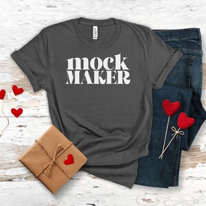 Bella Canvas Asphalt Mock Up, Valentines Day Tshirt Mockup, Bella Canvas 3001 Mockup, Asphalt Shirt Mockup, Valentines Day Mockup