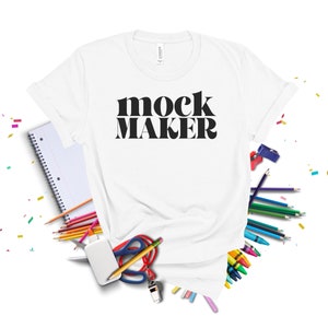 Bella Canvas 3001 Lehrer Mockup, Bella Canvas 3001 Flatlay Mockup Weiß, Bella Canvas 3001 Weiß Mockup, Lehrer Shirt Mockup