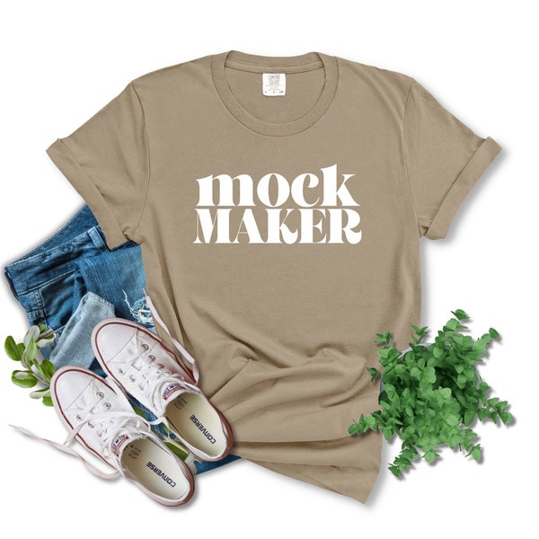 Khaki Comfort Colors Mockup, Comfort Colors C1717 Mockup, Comfort Colors Flatlay, Comfort Colors Tshirt Mock Up, Khaki 1717, Shirt Flatlay