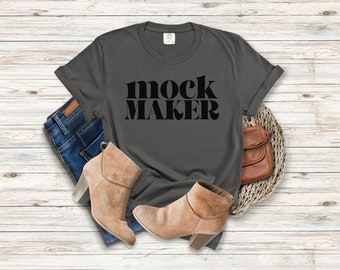 Comfort Colors 1717 Pepper Flatlay Mockup, Pepper 1717 Mockup, Comfort Colors Flat Lay Mockup, Mock Up Comfort Colors Pepper, Mock Maker