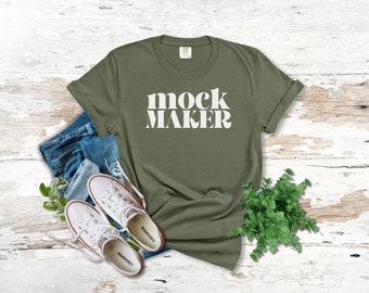 Sage Comfort Colors Mockup, Comfort Colors C1717 Mockup, Comfort Colors Flatlay, Comfort Colors Tshirt Mock Up, Sage Tshirt Flatlay Mockup