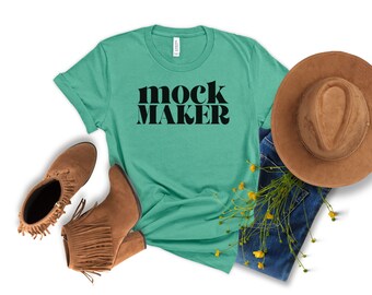 Bella Canvas 3001 Teal Flat Lay Mockup, 3001 Teal Mockup, BC 3001 Mockup Teal, Fall Bella Canvas Mock Ups, Bella Canvas Tshirt Mockup