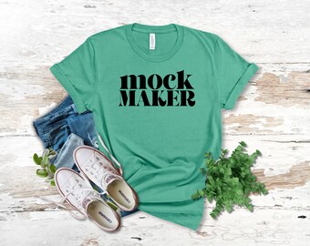 Bella Canvas 3001 Teal Flat Lay Tshirt Mockup, BC 3001 Unisex Teal Tshirt Mock Up, Teal Bella and Canvas 3001 Mockup, Teal BC Mockup