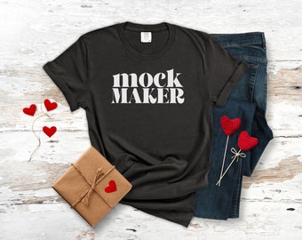 Comfort Kleuren Mockup Zwart, Zwart Comfort Kleuren Mockup, Valentijnsdag Tshirt Mockup, 1717 Black Mockup, C1717 Mockup Zwart, 1717 Mockup