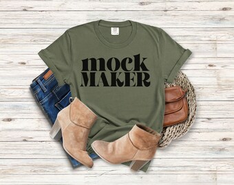 Comfort Colors 1717 Sage Flatlay Mockup, Sage 1717 Mockup, Comfort Colors Flat Lay Mockup, Mock Up Comfort Colors Sage, 1717 Sage Mockup