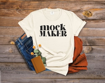 Comfort Colors 1717 Ivory Mockup, Ivory Tshirt Mockup, Flat Lay Tshirt Mockup, Mock Up Comfort Colors Ivory, 1717 Ivory Mockup, Mock Maker