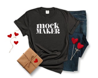 Comfort Kleuren Mockup Zwart, Zwart Comfort Kleuren Mockup, Valentijnsdag Tshirt Mockup, 1717 Black Mockup, C1717 Mockup Zwart, 1717 Mockup