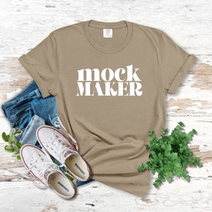 Khaki Comfort Farben Mockup, Komfortfarben C1717 Mockup, Komfortfarben Flatlay, Komfortfarben Tshirt Mock Up, Khaki 1717, Shirt Flatlay