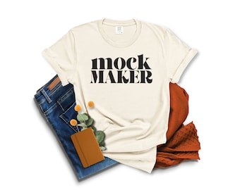 Comfort Colors 1717 Ivory Mockup, Ivory Tshirt Mockup, Flat Lay Tshirt Mockup, Mock Up Comfort Colors Ivory, 1717 Ivory Mockup, Mock Maker