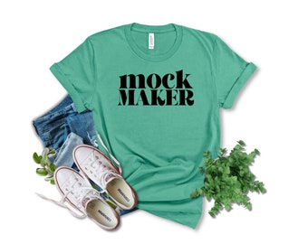 Bella Canvas 3001 Teal Flat Lay Tshirt Mockup, BC 3001 Unisex Teal Tshirt Mock Up, Teal Bella and Canvas 3001 Mockup, Teal BC Mockup