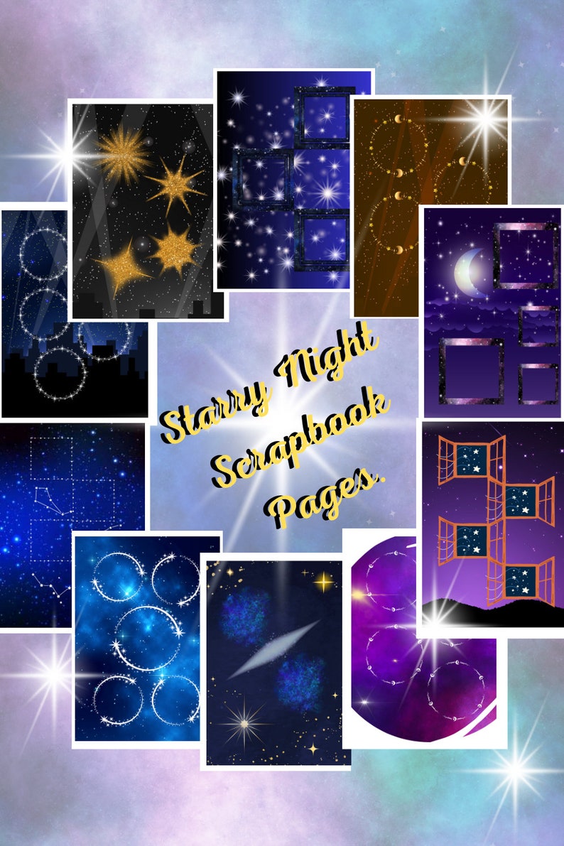 Starry Night Printable Scrapbook Papers. - Etsy