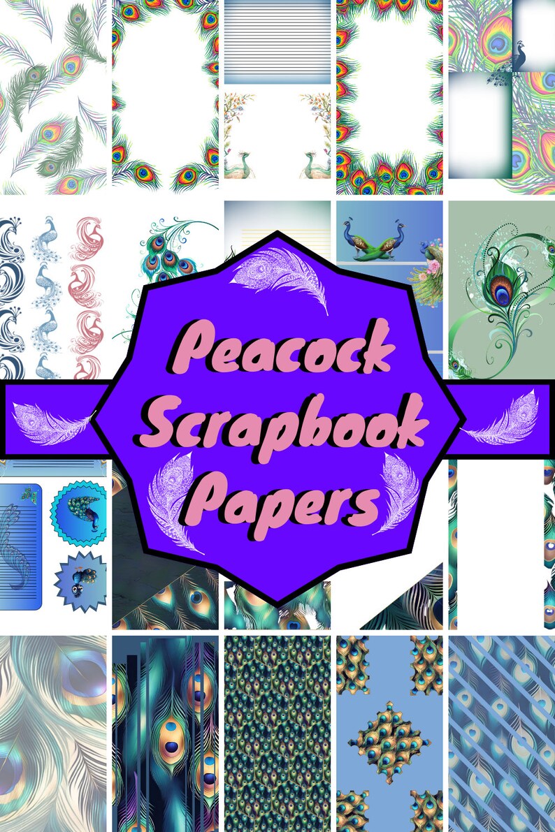 Peacock Scrapbook, Decoupage, Craft Papers. Etsy