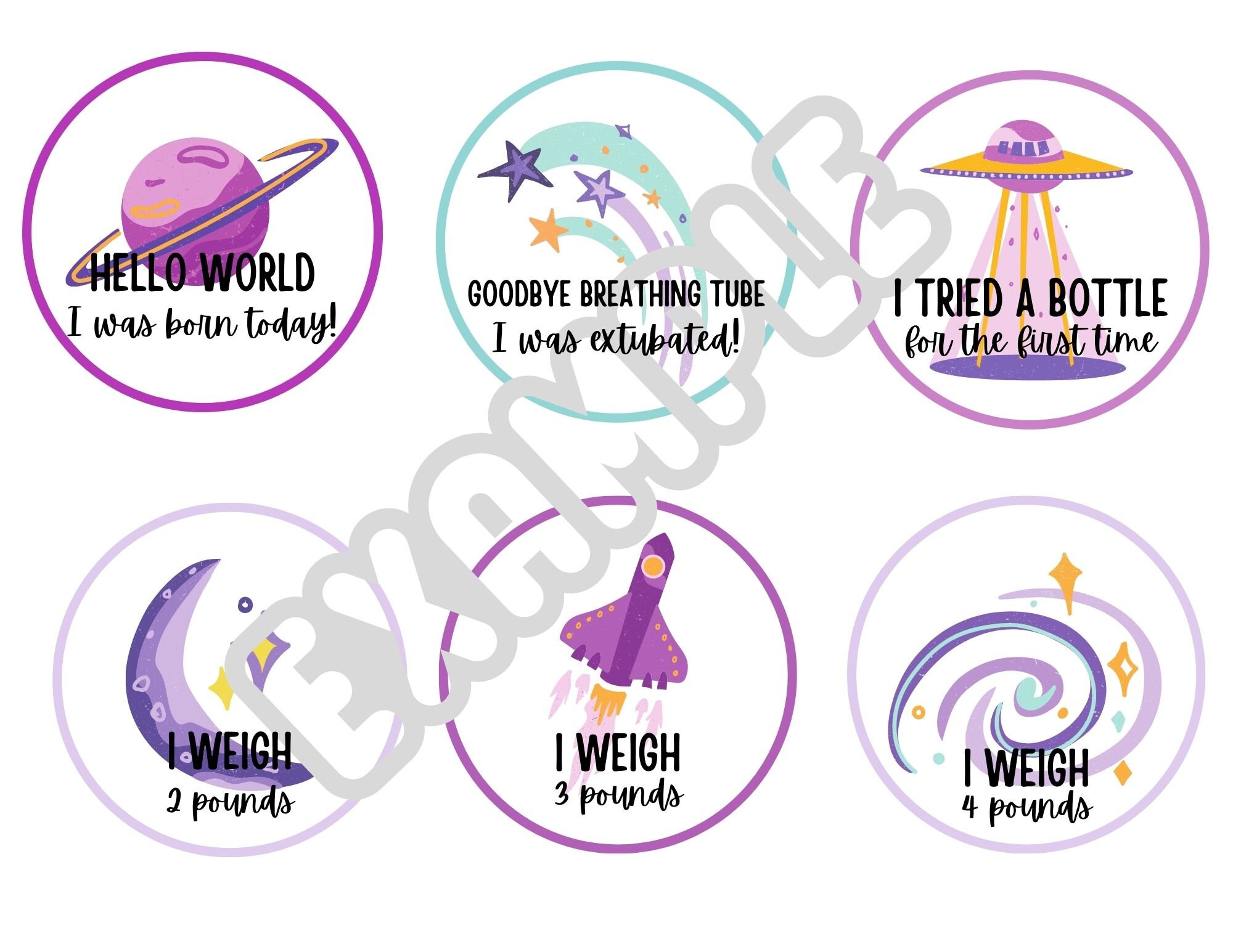 NICU Milestone Printables, Space Theme - Etsy
