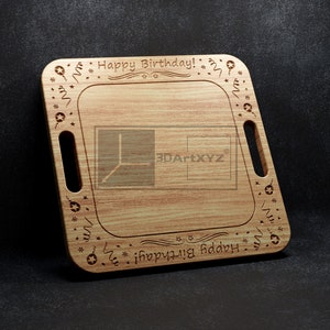 スクエア バースデー ケーキ プラッター - 木材用 CNC ファイル (svg、dxf、eps、ai、pdf)