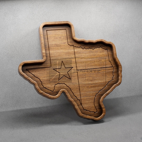 Texas Map Tray - CNC Files for Wood (svg, dxf, eps, ai, pdf)