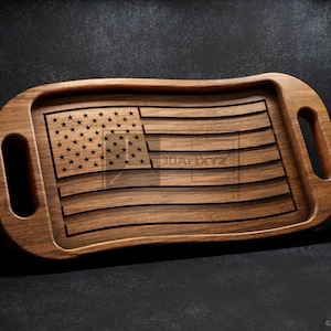 US Flag Wavy Tray With Handles - CNC Files for Wood (svg, dxf, eps, ai, pdf)