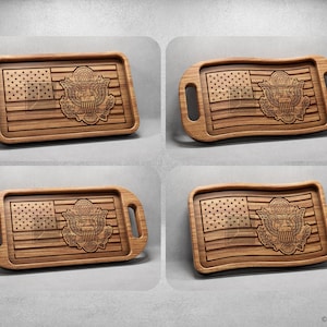 US Flag Army Seal Trays Pack - CNC Files for Wood (svg, dxf, eps, ai, pdf)