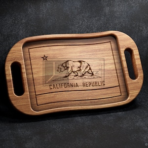 California Wavy Flag Tray With Handles - CNC Files for Wood (svg, dxf, eps, ai, pdf)