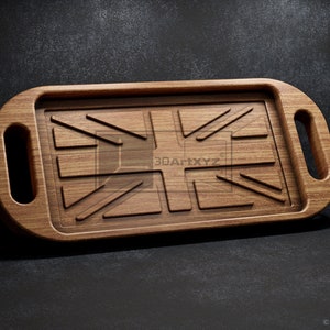 UK Flag Tray With Handles - CNC Files for Wood (svg, dxf, eps, ai, pdf)