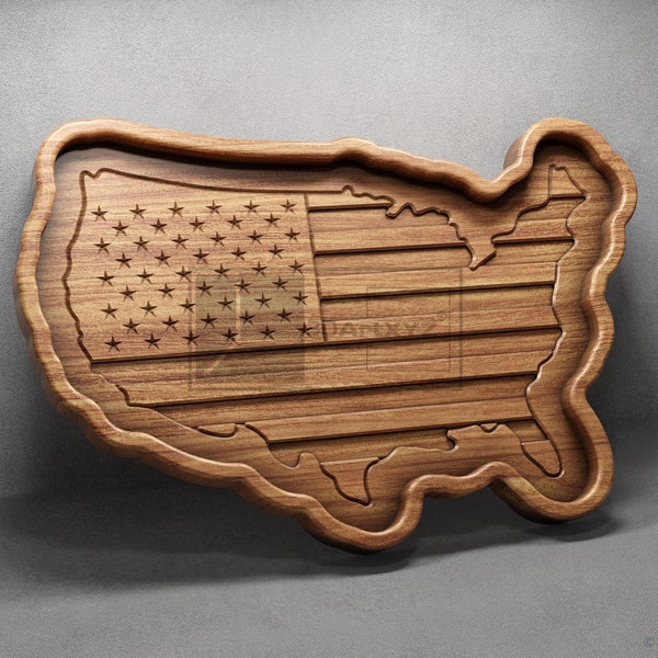 US Map Tray - CNC Files for Wood (svg, dxf, eps, ai, pdf)