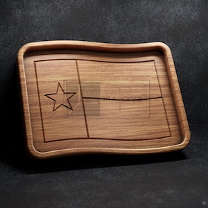 Texas Wavy Flag Tray - CNC Files for Wood (svg, dxf, eps, ai, pdf)