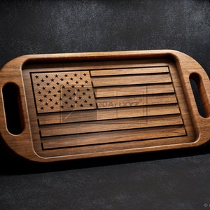 US Flag Tray with Handles - CNC Files for Wood (svg, dxf, eps, ai, pdf)