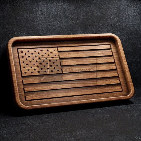 US Flag Tray - CNC Files for Wood (svg, dxf, eps, ai, pdf)