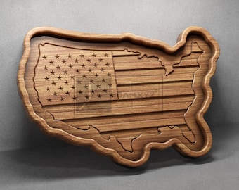 US Map Tray - CNC Files for Wood (svg, dxf, eps, ai, pdf)