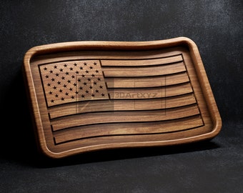 US Flag Wavy Tray - CNC Files for Wood (svg, dxf, eps, ai, pdf)