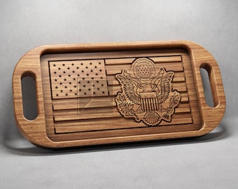 US Flag Army Seal Tray With Handles - CNC Files for Wood (svg, dxf, eps, ai, pdf)