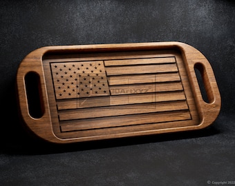 US Flag Tray with Handles - CNC Files for Wood (svg, dxf, eps, ai, pdf)