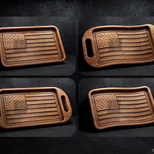 US Flag Trays Pack - CNC Files for Wood (svg, dxf, eps, ai, pdf)