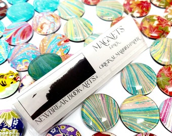 4-Pack 1" Chiyogami Glass Magnets, Unique Gift, Magnet Set for Refrigerator or Home Office. Assorted Colorful Floral + Animal Varieties.