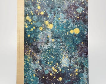 Handmade Hardcover Journal, Japanese Silk Spine, Mixed Media Covers, Lined Notebook