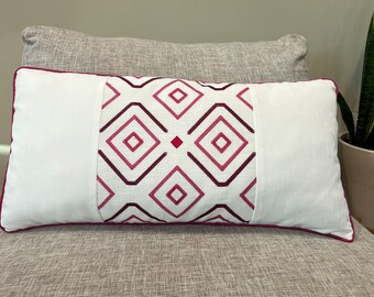 Custom Designer Lumbar pillow cover Embroidered geometry