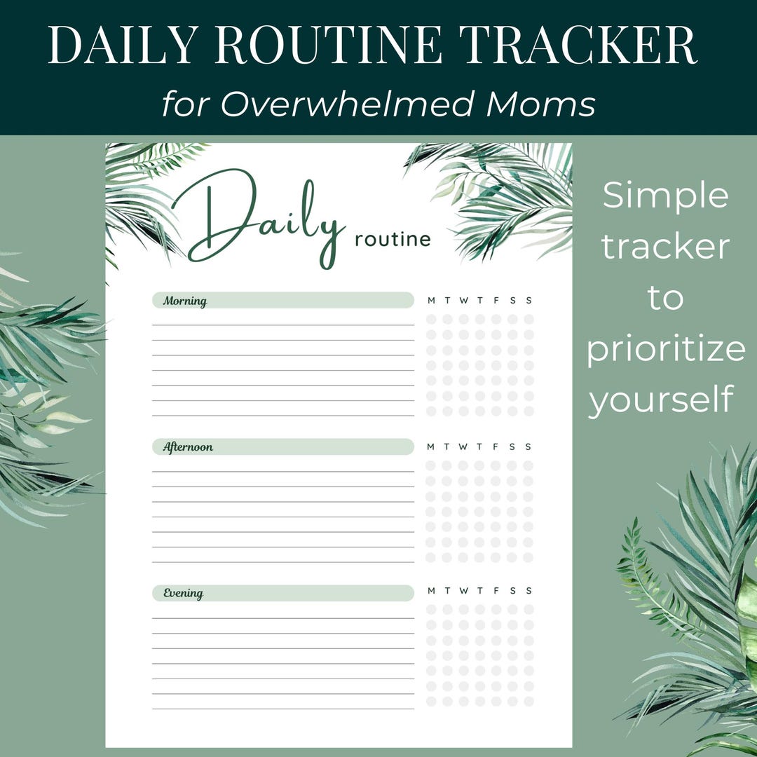 Overwhelmed Routine Daily Routine Tracker Printable for Overwhelmed Moms | Gentle Daily ...