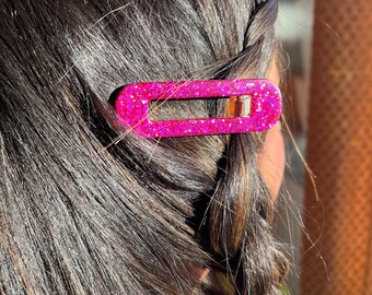 Barrette paillettes en résine st valentin cadeau anniversaire fête coiffure sympa