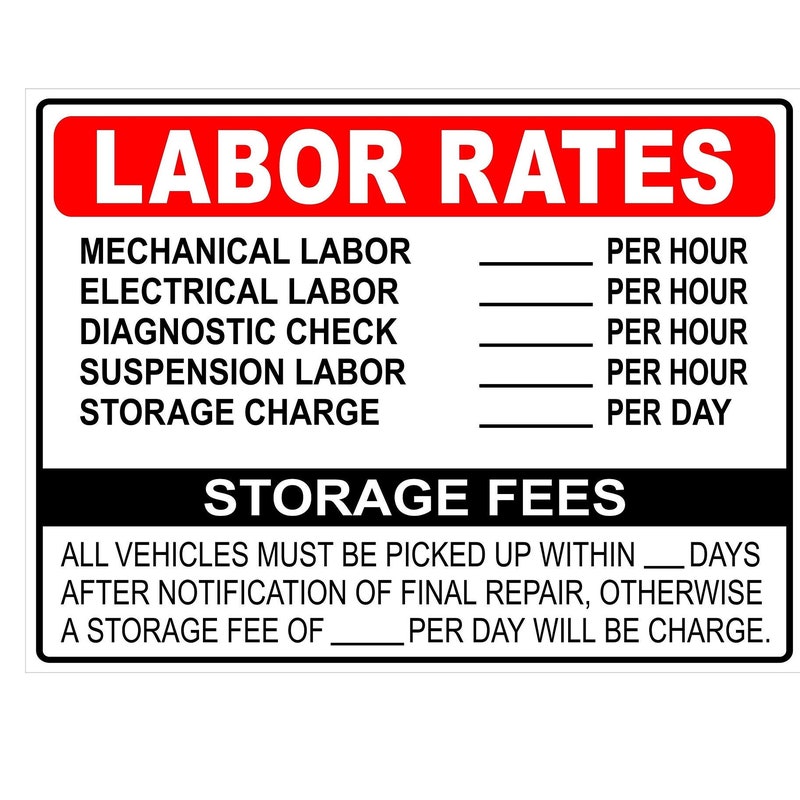 Rate Card Pdf Labor Rates Signs - Etsy